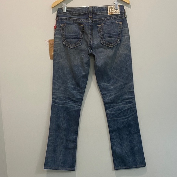 True Religion Women's Johnny Blue Low Rise Straight Leg Jeans NWT Size 28 - Picture 2 of 15